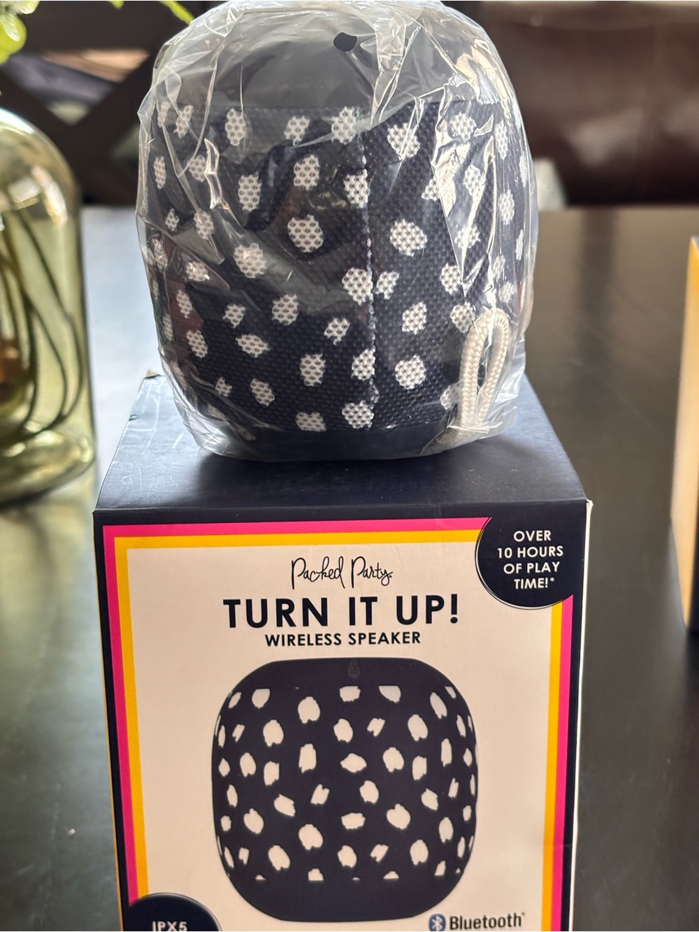 Packed Party Black and White Dot Portable Wireless Speaker